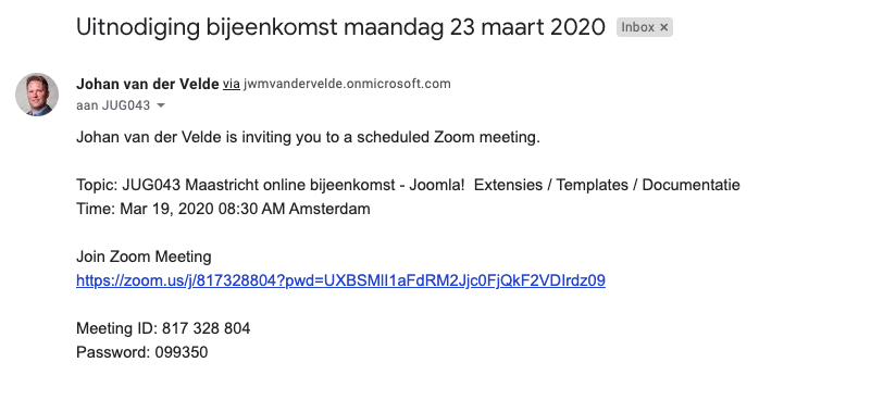 voorbeeld e mail uitnodiging zoom